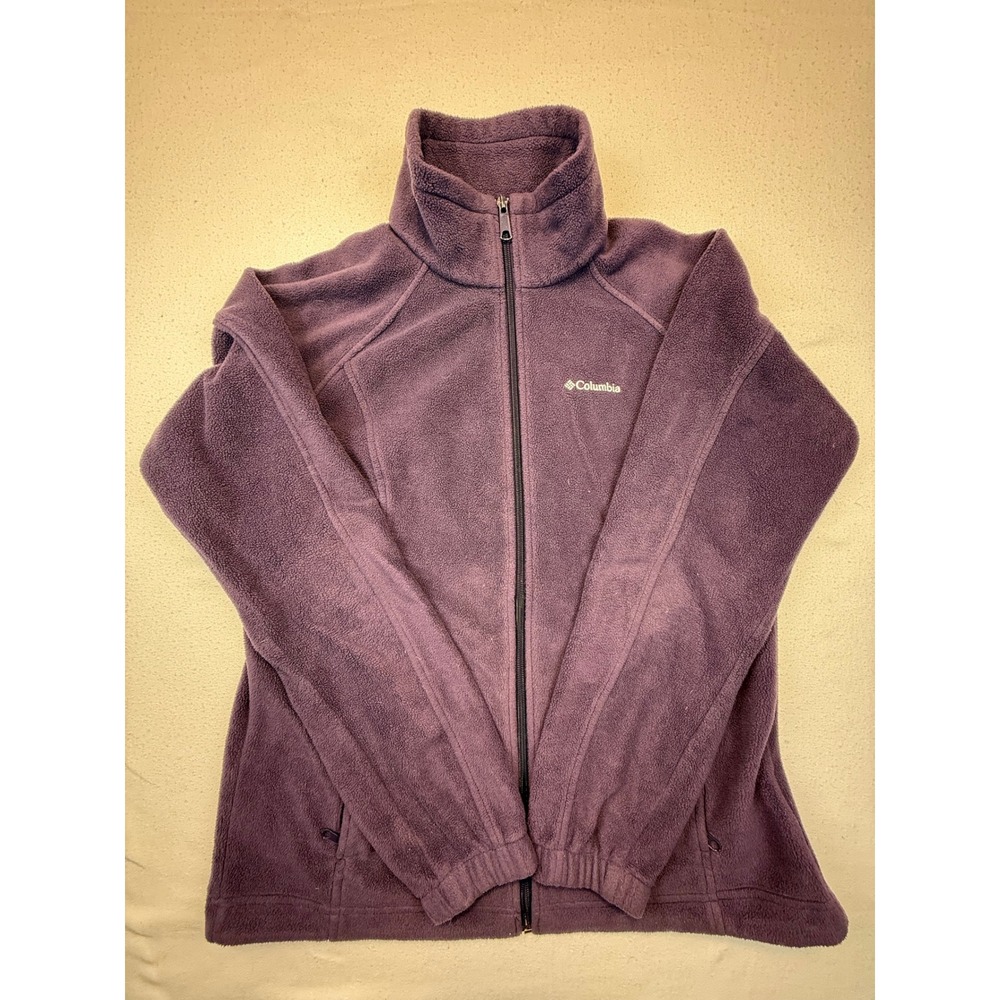 Columbia Fleece Jacket Womens L Purple Full Zip Soft Outdoor Midweight Layer‎